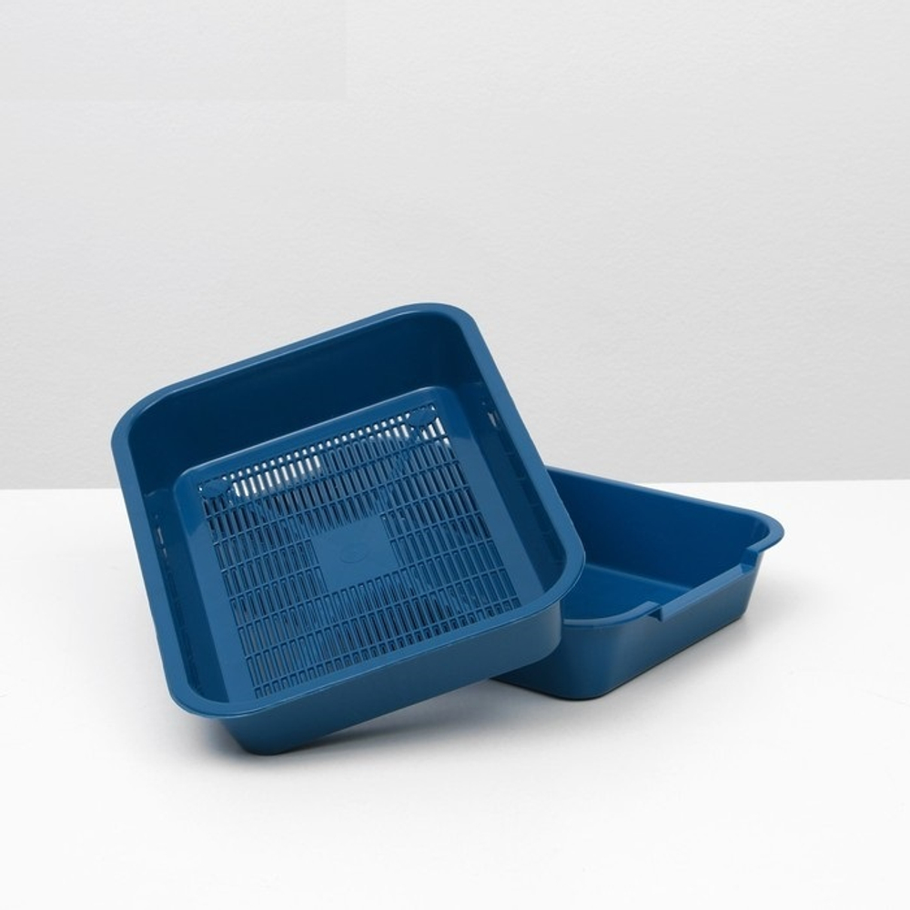 Лоток с сеткой №3, 36 х 26 х 6,5 см, синий