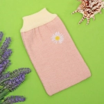 Мочалка - варежка массажная «Premium - RIKOTTO», цвет нежно-розовый, 24,5*15,5см (ZIPпакет)