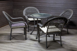 Садовый комплект из искусственного ротанга Мэдисон НЬЮ (Medison NEW) стол круглый D90 + 4 кресла с подушками на сиденье