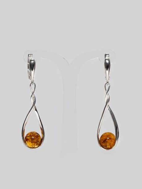 Серьги с цельным янтарем