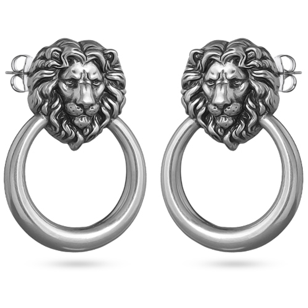Серьги Король лев с декоративным кольцом