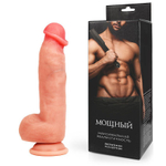 Телесный фаллоимитатор на присоске  Мощный