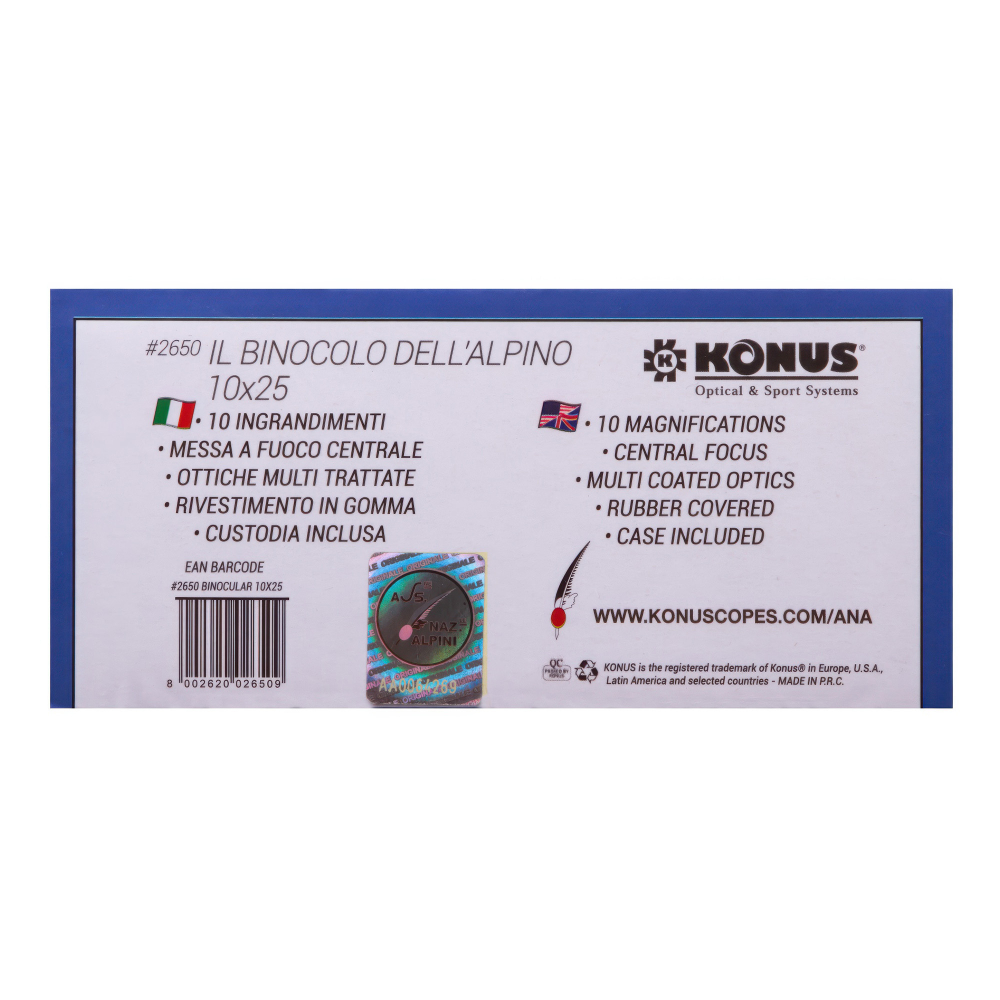 Бинокль Konus Alpino 10x25 — Konus логтип