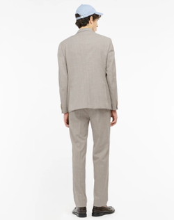 Мужской двубортный костюм (серо-бежевый) Б77