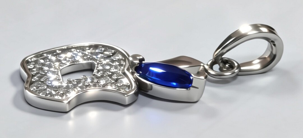 Ювелирная подвеска из серебра 925 пробы,вставка аквамарин синтетический,фианиты,размеры 2.2 см*1см