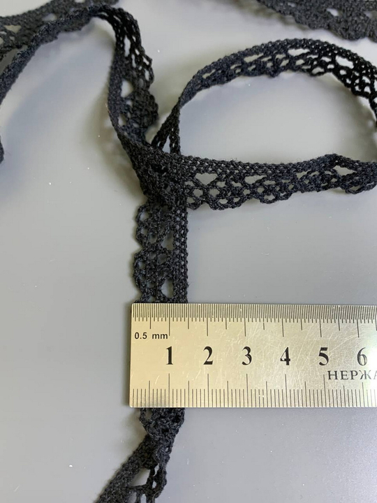 Тесьма хб, черная, 1,6см, AF