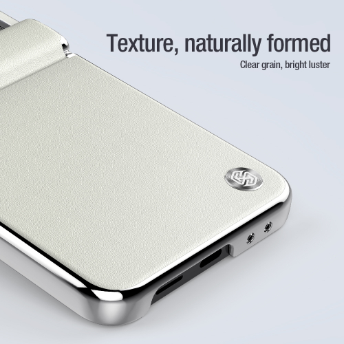 Чехол белого цвета от Nillkin для смартфона Samsung Galaxy Z Flip 6 5G, серия CamShield Flip Leather Case