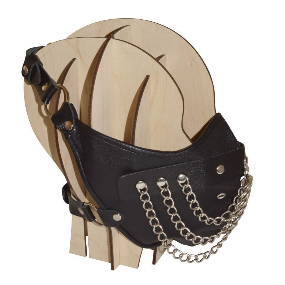 Чёрная кожаная маска с цепочками Шахерезада (Цвет: черный)