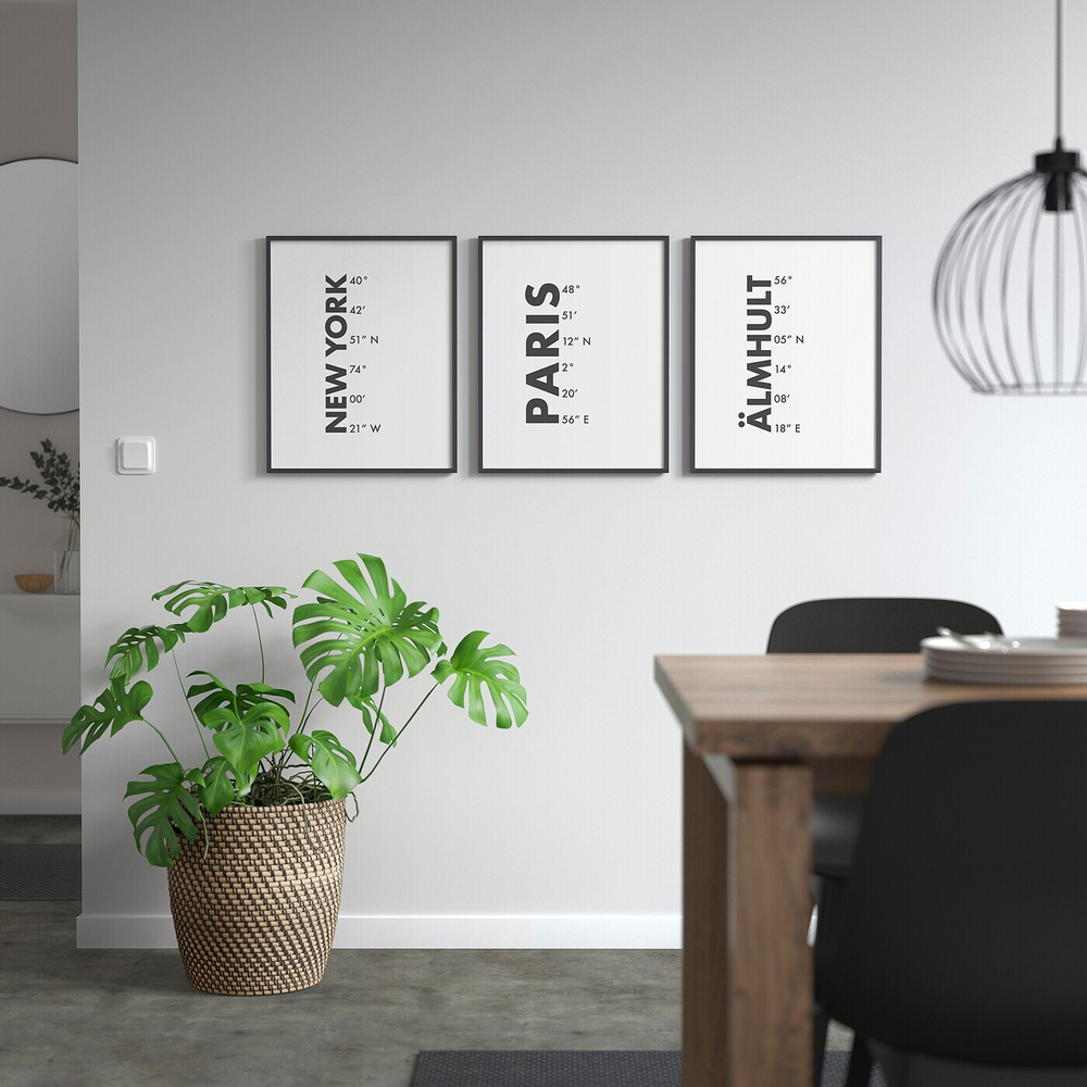 IKEA BILD  (ИКЕА БИЛД)  -  Плакат, координаты, Париж, 40x50 см.