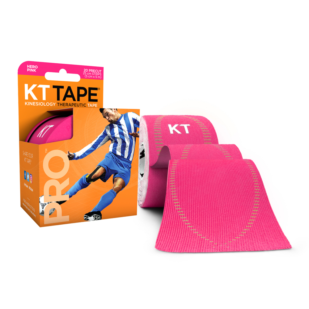 Кинезиотейп KT Tape PRO,Синтетическая основа, 20 полосок 25х5см, преднарезанный, цвет Hero Pink