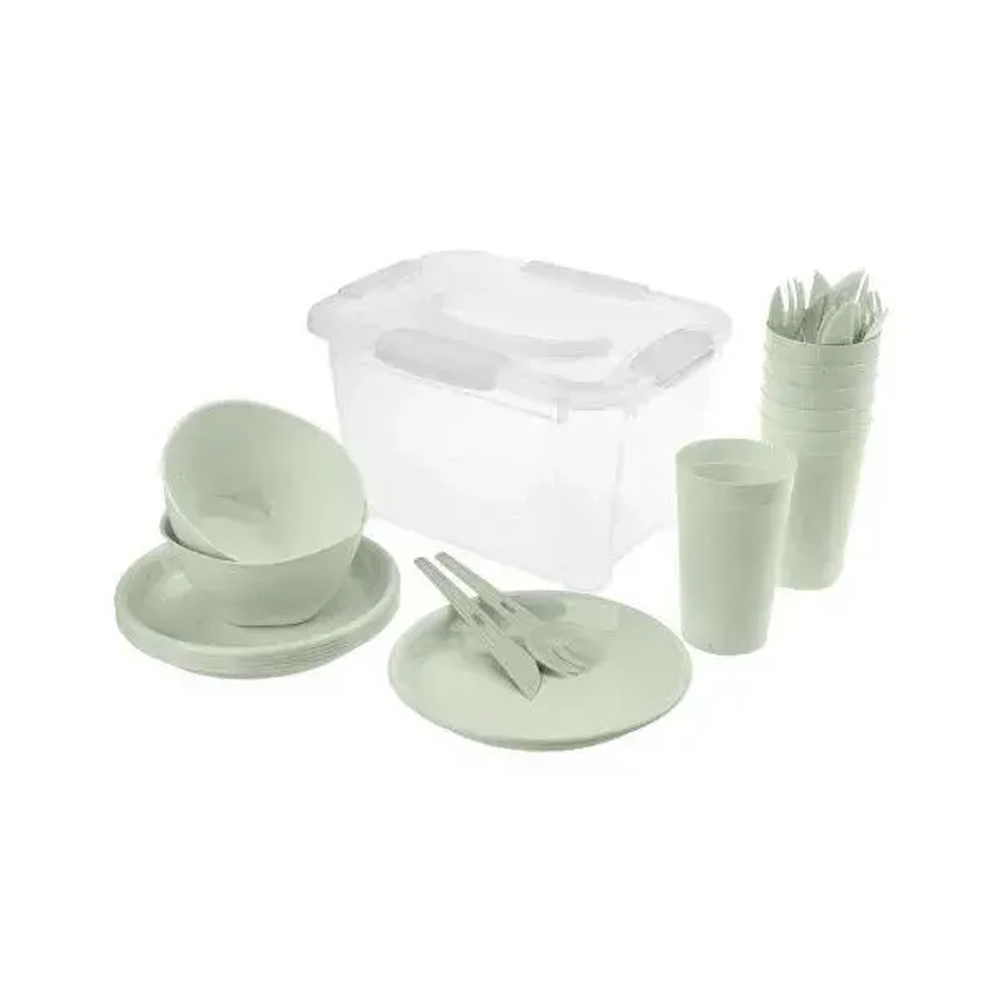 КОМПЛЕКТ (НАБОР) ДЛЯ ПИКНИКА OPTIMUM, 27 ПРЕДМЕТОВ НА 6 ПЕРСОН (Зеленый (комплект 8 шт)