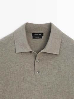 Massimo Dutti Поло из 100% хлопка, бежевый/зеленый