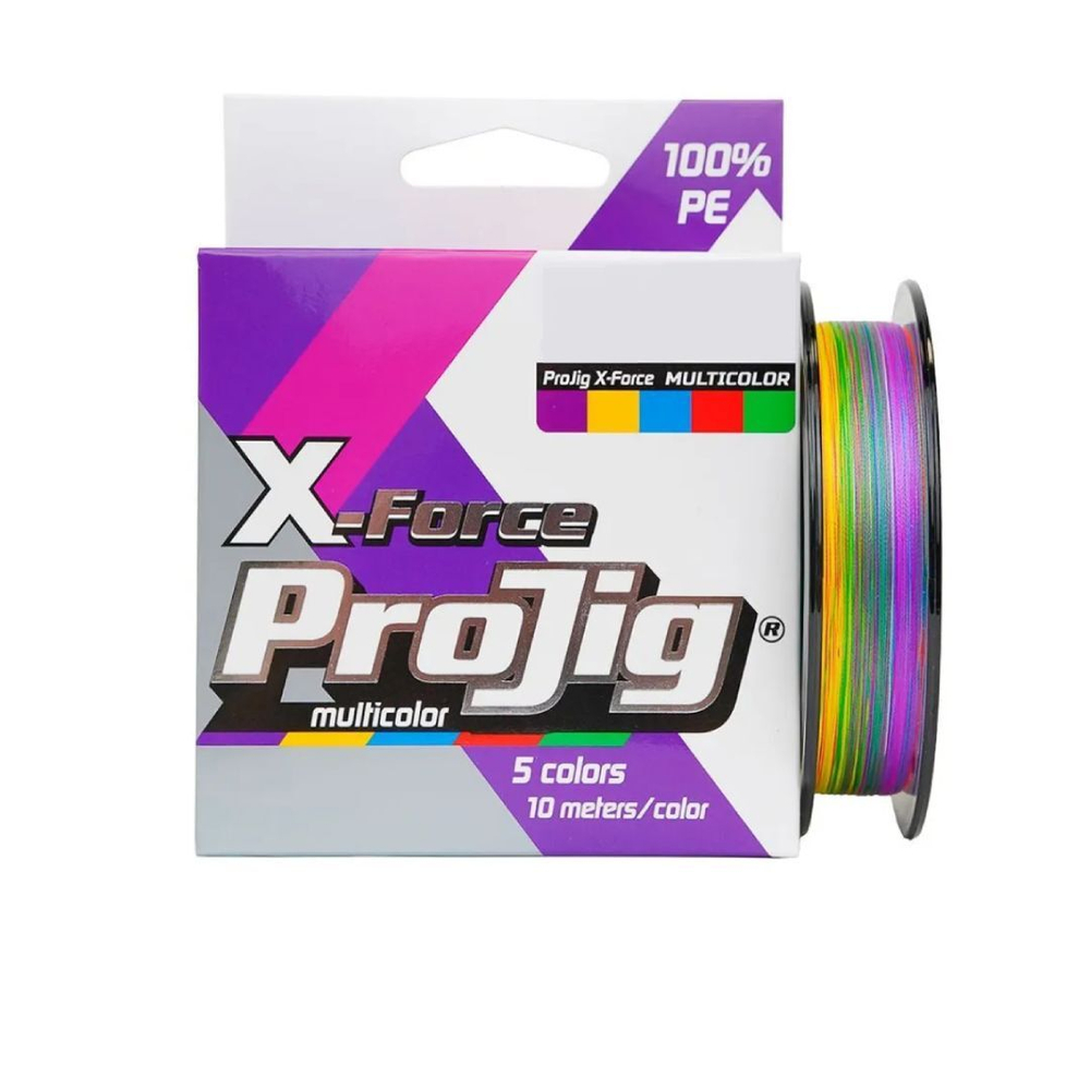 Плетеный шнур для рыбалки ProJig X-Force Multicolor 0,16 мм, 11,0 кг, 150 м. Товар уцененный