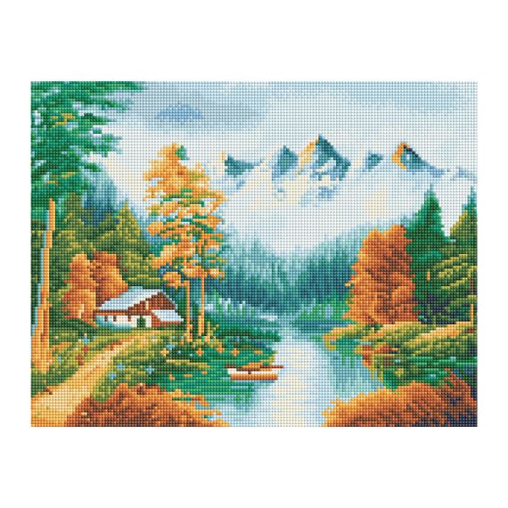 Almaz qaşlarla mozaika \ Алмазная мозаика \ Diamond painting Алмазная мозаика ТРИ СОВЫ "Осень в горах", 30*40см, холст, картонная коробка с пластиковой ручкой