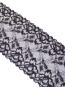 Эластичное кружево для белья черное ширина 22 см