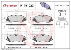 BREMBO - P44022-BRB - Brake Pad Set, disc brake