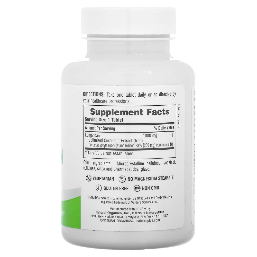 NaturesPlus, Pro Longvida Curcumin 1000, 1000 мг, 30 таблеток