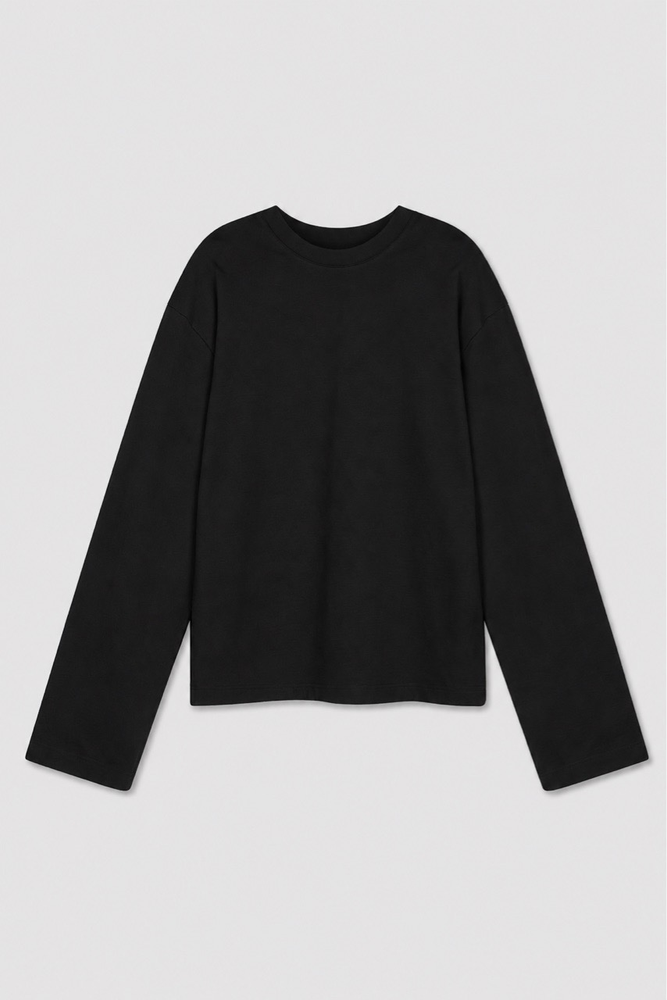 Лонгслив с широкими рукавами черный Лонгслив с широкими рукавами черный