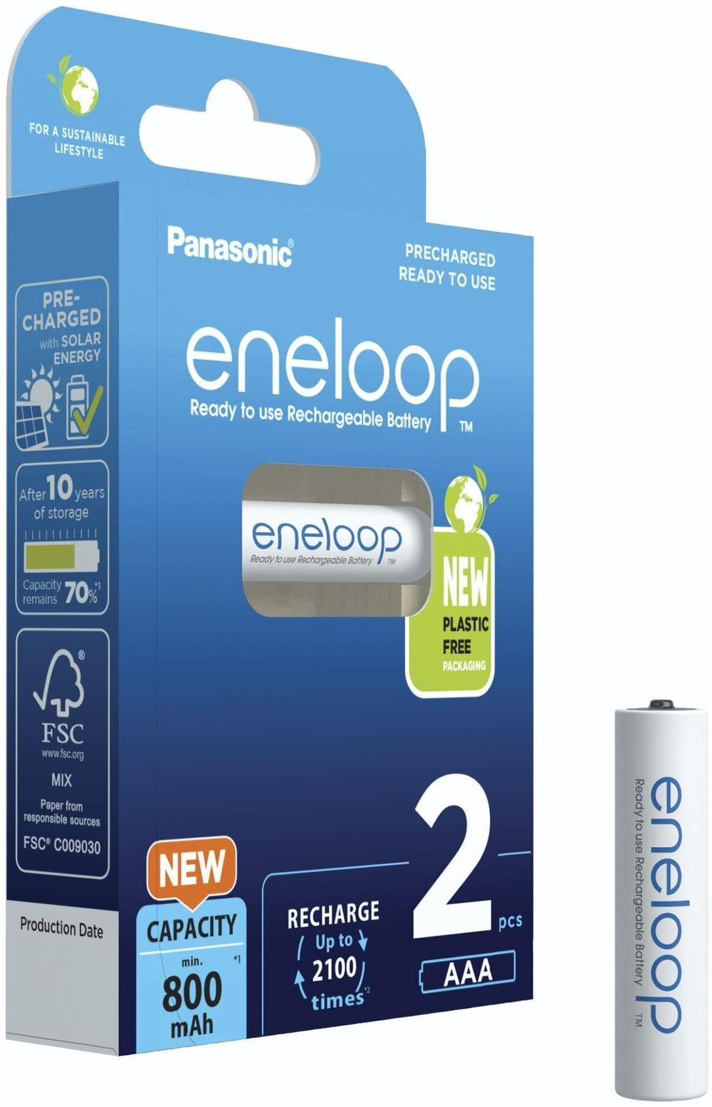 Аккумулятор Panasonic Eneloop BK-4MCDE/2BE 800 mAh 2шт AAA