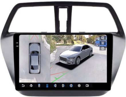 Магнитола Suzuki SX4 2 2013-2021 - FarCar BX337M-360 монитор 9.5" 2K QLED на Android 13, 6Гб+128Гб, CarPlay, 4G SIM-слот, 4 камеры в комплекте