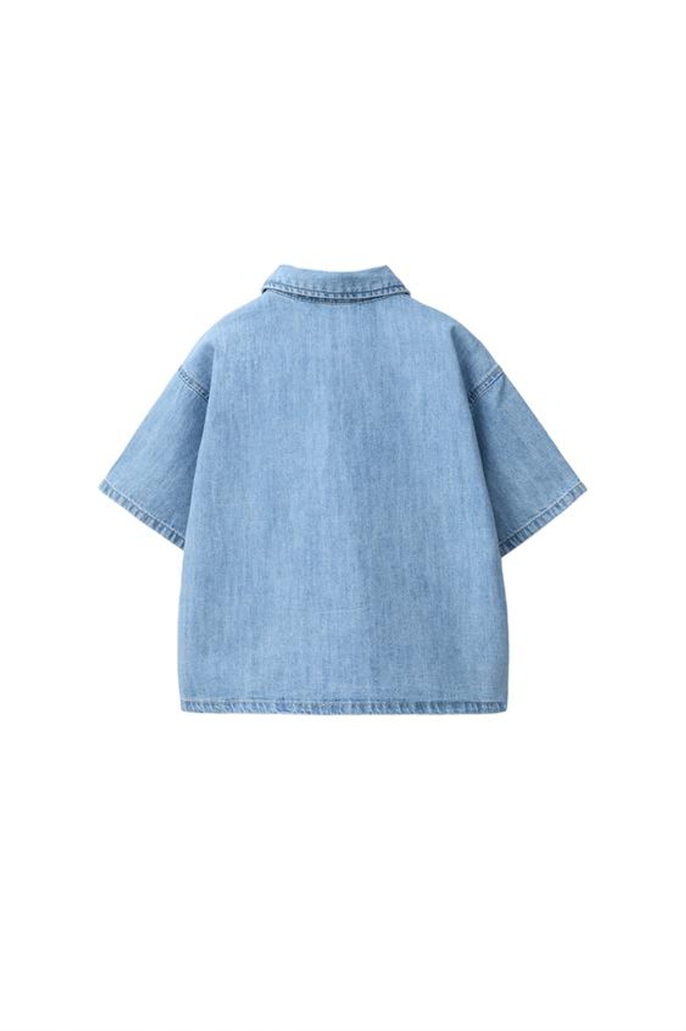 ZARA ДЖИНСОВАЯ РУБАШКА С НАШИВКОЙ, ГОЛУБОЙ