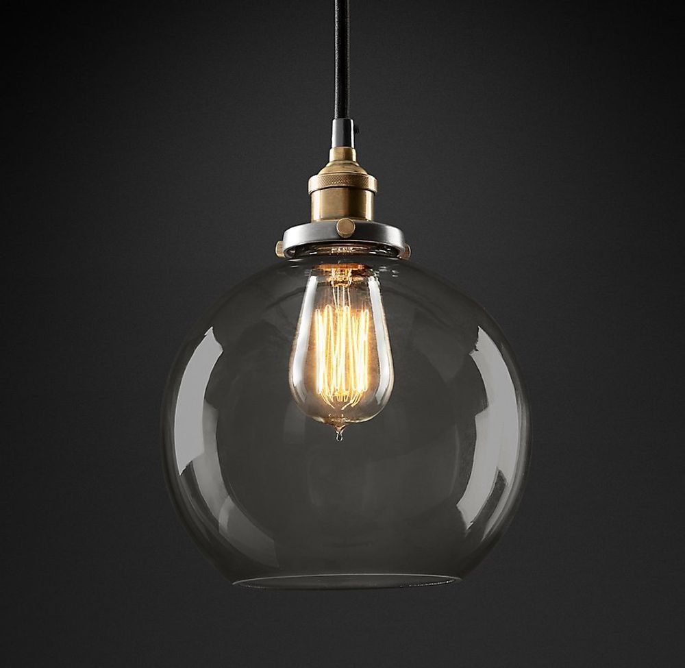 Подвесной дизайнерский светильник  20th C. Factory Filament Smoke Glass Caf? Pendant by Restoration Hardware