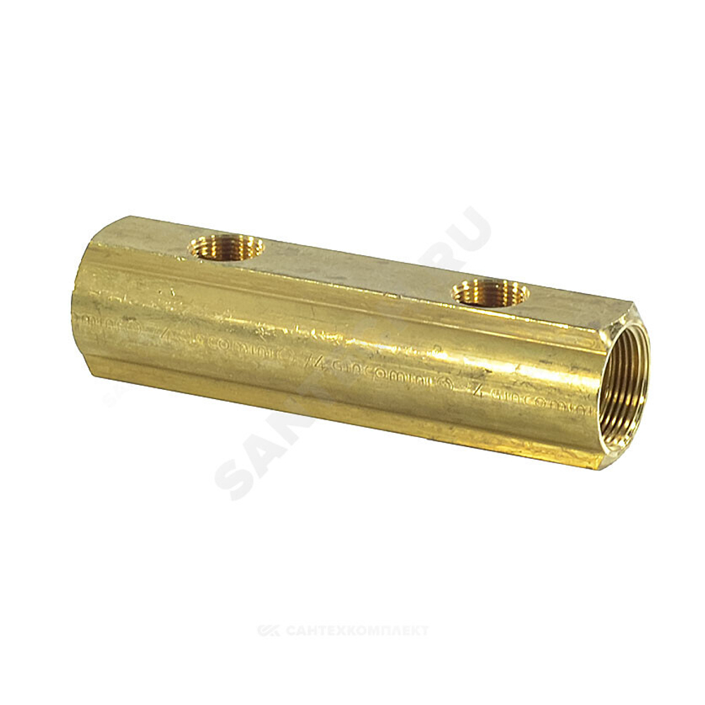 Коллектор латунь 1 1/4" ВР/ВР на 3 вых 3/4" ВР м/о 100мм R582A Giacomini R582AY003
