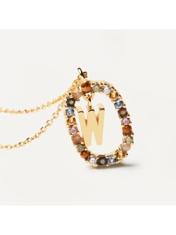 Колье Буква W серебро 925 пробы покрытое золотом