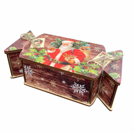 Деревянная Новогодняя упаковка,Конфета Дед Мороз