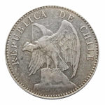 20 сентаво. Чили. 1913 год. Серебро. F