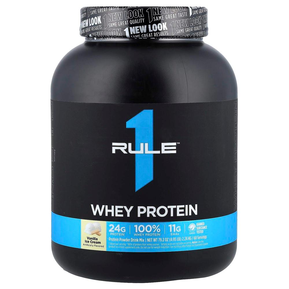 Rule One Proteins, сывороточная смесь, протеиновая смесь для приготовления напитка, со вкусом ванильного мороженого, 2,24 кг (4,95 фунта)