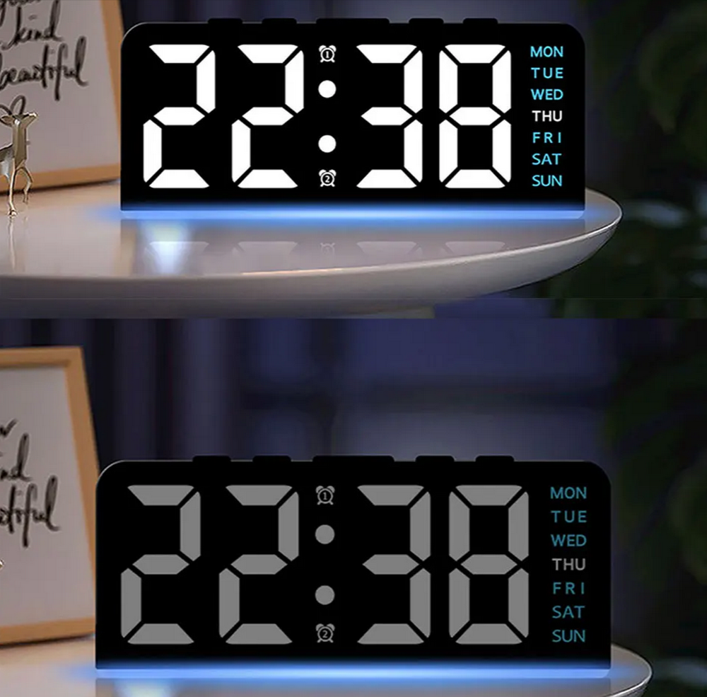 Часы-будильник настольные LED GH8033 White&Blue