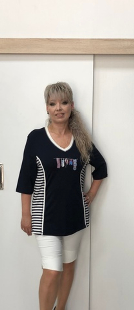 Комбинированный блузон с оригинальным принтом из бельевой сушки))