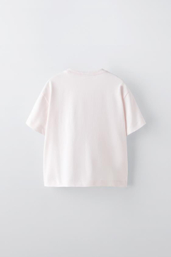 ZARA ФУТБОЛКА С НАШИВКОЙ «ЦВЕТЫ», РОЗОВЫЙ