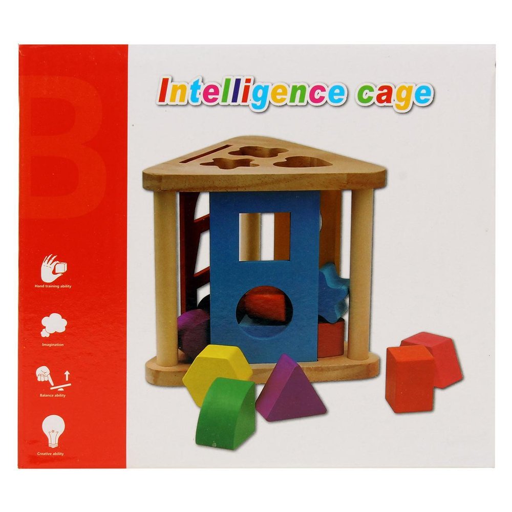 Развивающая игрушка деревянная Сортер обьемный треугольный с фигурами, коробка C-41836