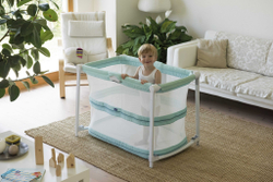 Кроватка-манеж Chicco ZIP & GO Aquarelle, голубой