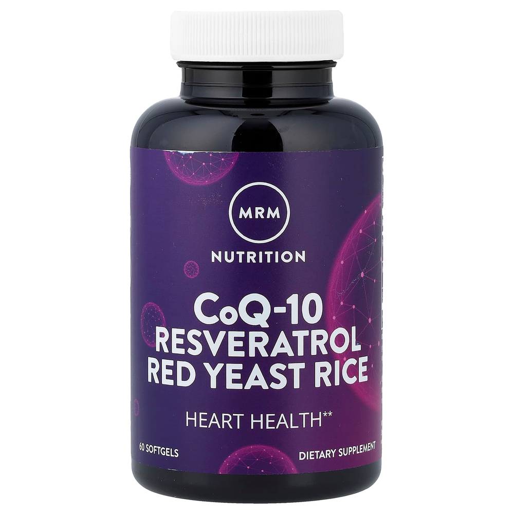 MRM Nutrition, коэнзим Q10, ресвератрол, красный ферментированный рис, 60 мягких таблеток