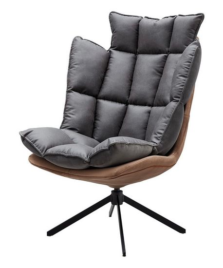 Кресло Husk серое с коричневым метал.ножки