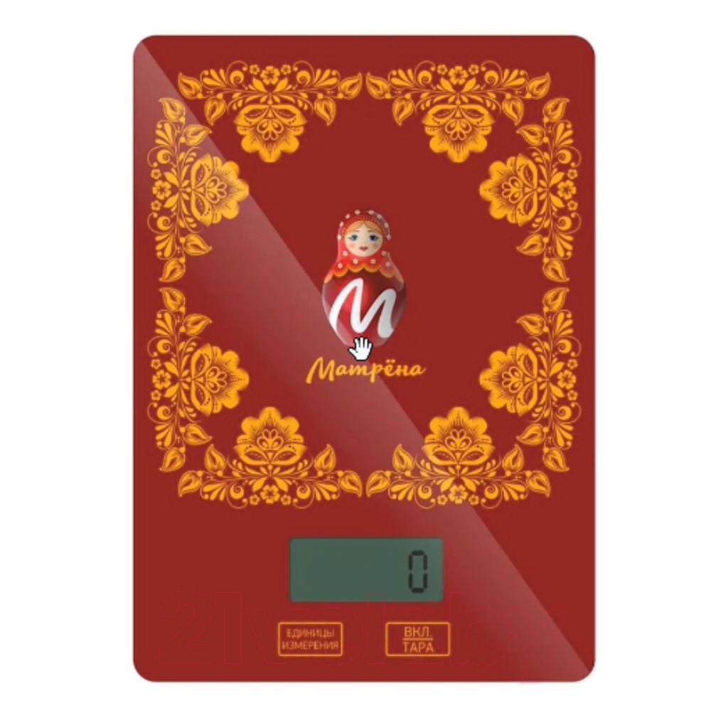 Весы кухонные МАТРЁНА  красный (размер платформы  15*21 см)