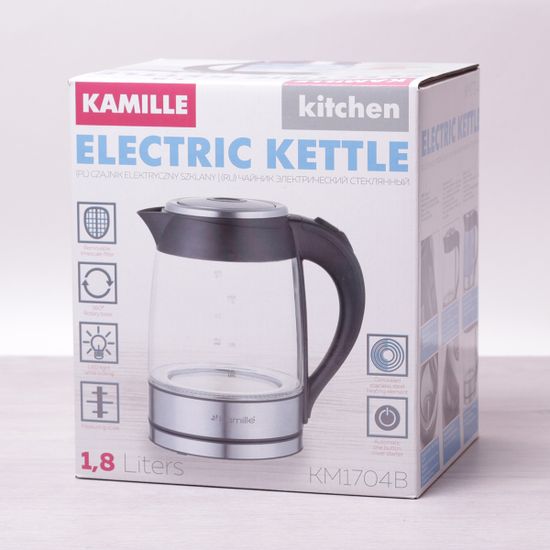 Чайник 1.8 л электрический с синей LED подсветкой Kamille KM 1704B
