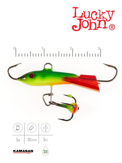 Балансир Lucky John CLASSIC 3 с тр. 30мм/26RT блистер