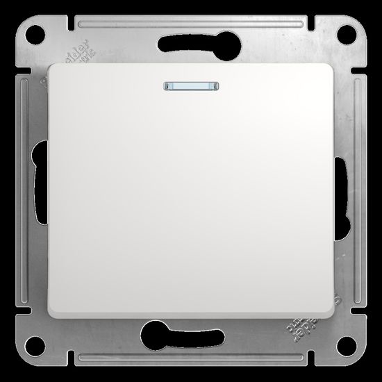Механизм кнопки нажимной 1-кл. СП Glossa 10А IP20 (сх. 1а) 10AX с подсветкой бел. SchE GSL000117