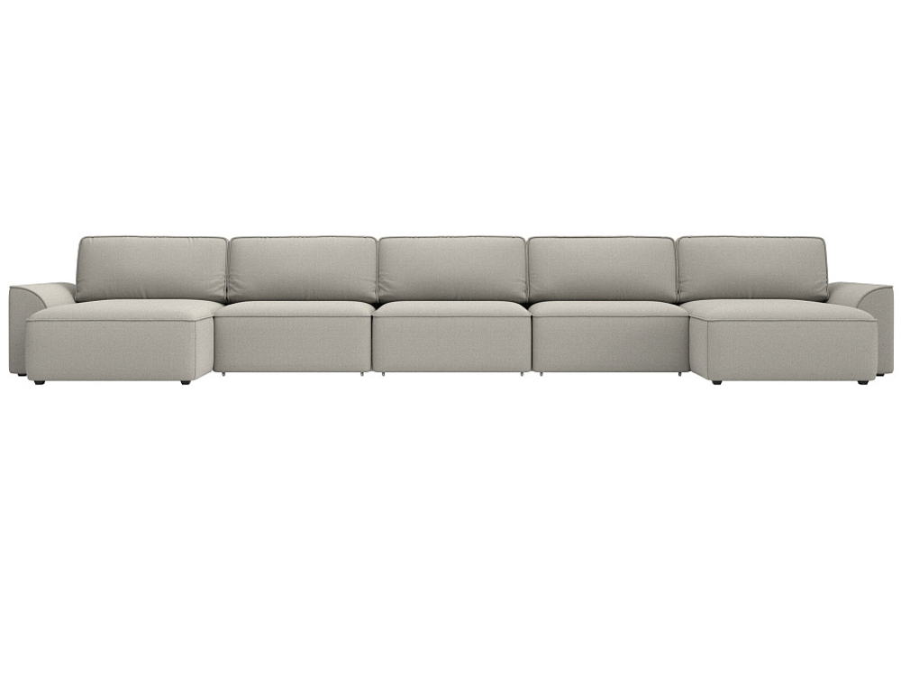 Диван П-образный Лига-048 НПБ МегаЛонг, Амур 02 бежевый, Рогожка, 128314