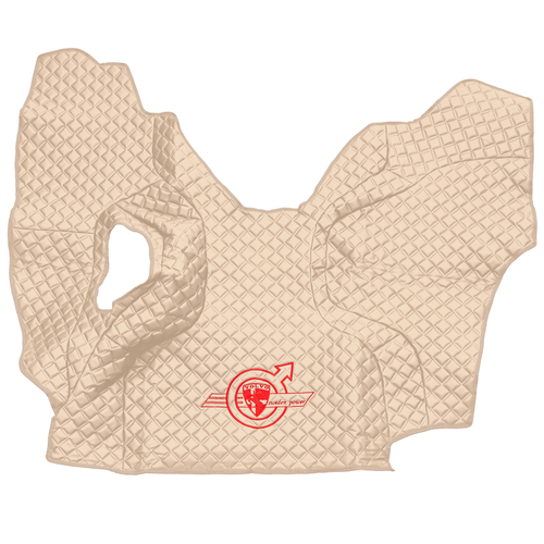 Ковры VOLVO FM до 2008 года (экокожа, бежевый, бежевый кант, красная вышивка)