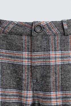 ZARA X DISNEY БРЮКИ В КЛЕТКУ С НАШИВКОЙ MICKEY MOUSE, СЕРЫЙ