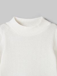 Лонгслив с воротником-стойкой "Молоко" из ажурного хлопка 0+