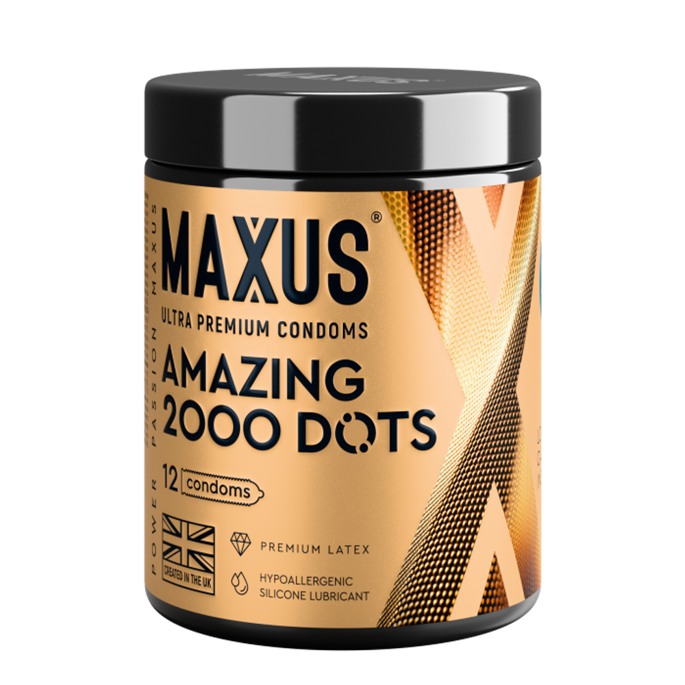 Презервативы MAXUS 2000 Amazing Dots №12 с железным кейсом, точечные, 12 шт