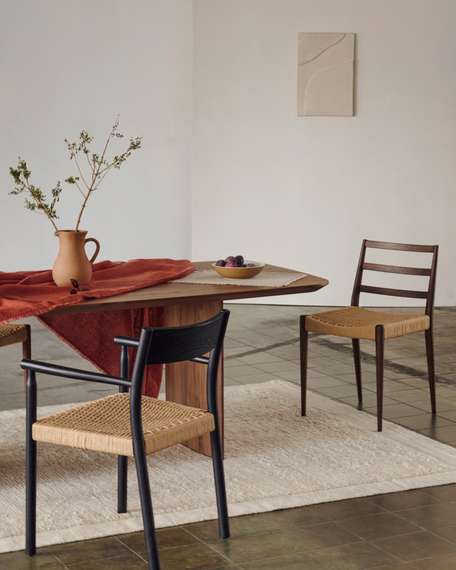 Analy Стул из массива дуба с отделкой орех и сиденьем из 100% веревки