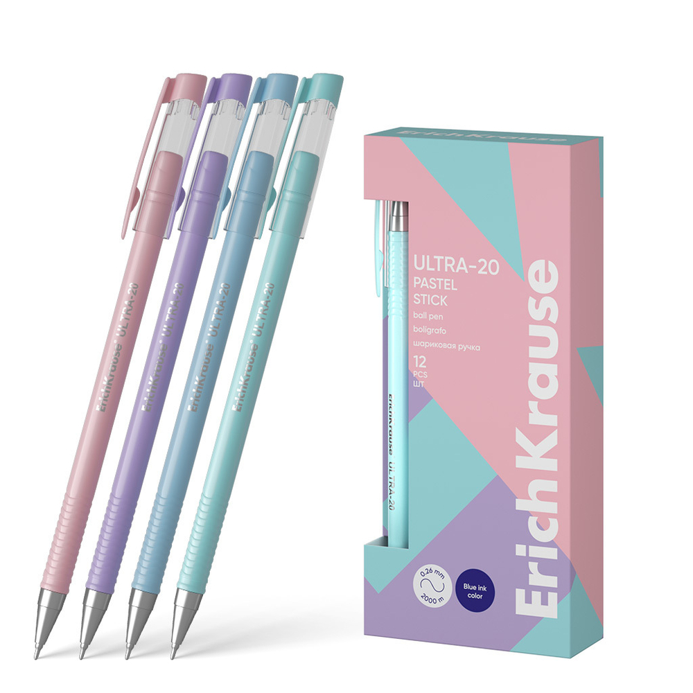 Ручка шар. ЕК ULTRA-20 Stick Pastel синяя, 0,7мм