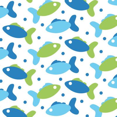 Buy fabric sea animals small fish green blue